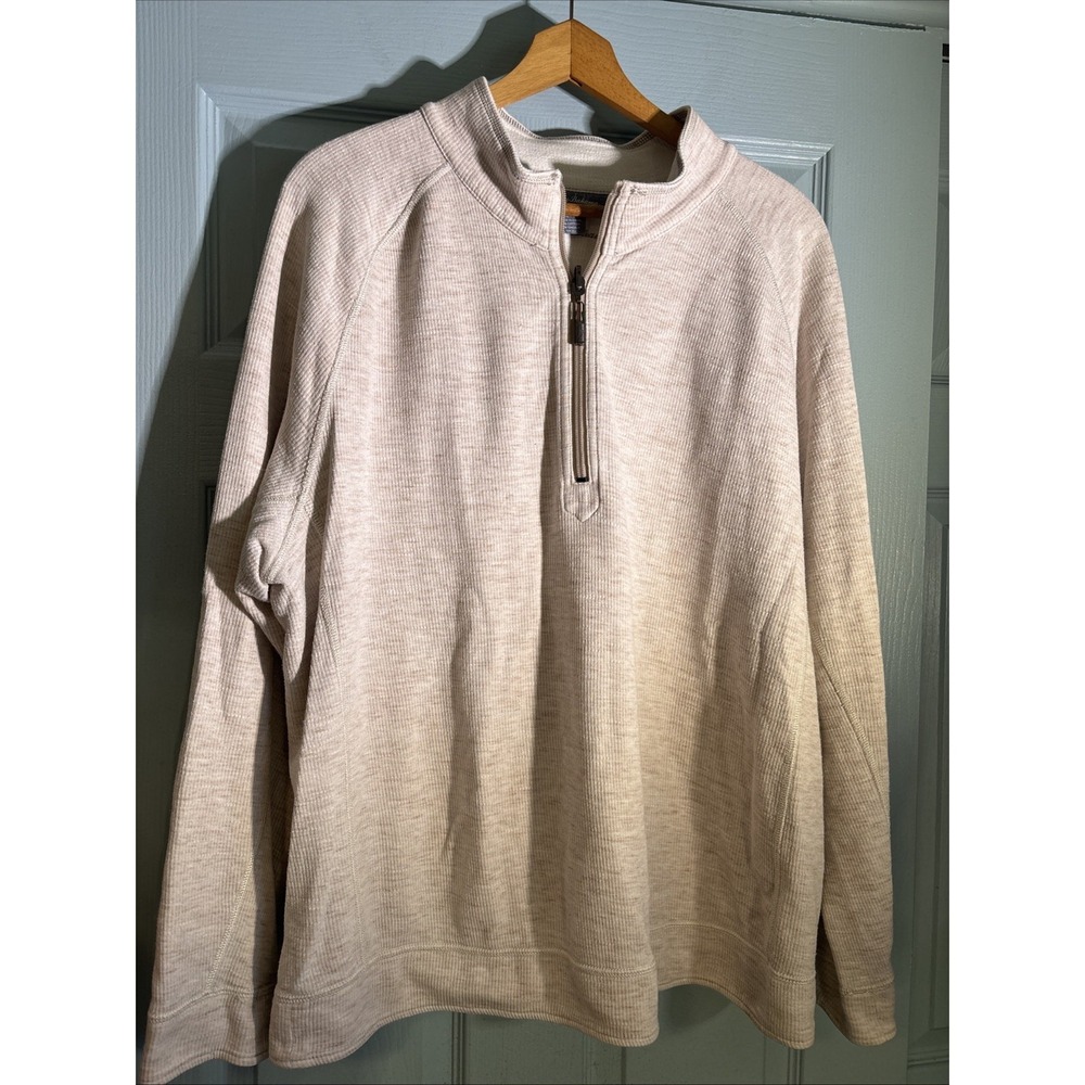 Tommy Bahama Reversible Quarter Zip‎ Pullover Sz XL. Cotton & Tencel.